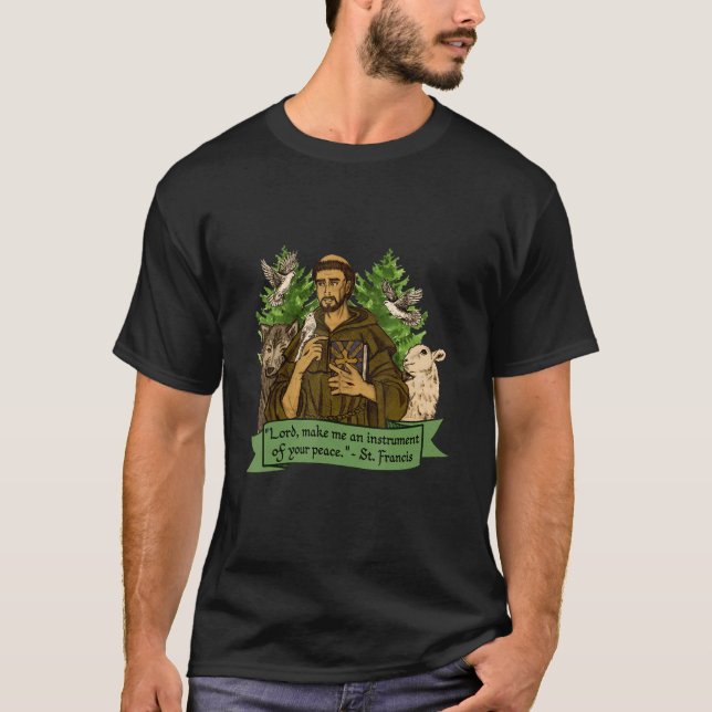 St. Francis von Assisi Schutzheilige der Tiere Cat T-Shirt (Vorderseite)