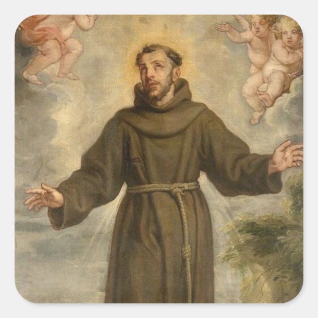 St. Francis von Assisi Schutzheilige der Tiere Quadratischer Aufkleber (Vorderseite)