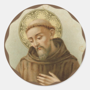 St Francis von Assisi-Schutzpatron der Tiere Runder Aufkleber