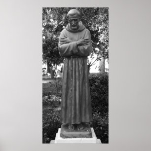 St. Francis von Assisi Statue Schwarz-Weiß-Foto Poster