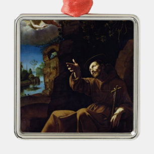 St Francis von Assisi tröstete durch einen Engel Silbernes Ornament
