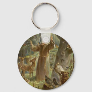 St Francis von Assisi umgab durch Tiere Schlüsselanhänger