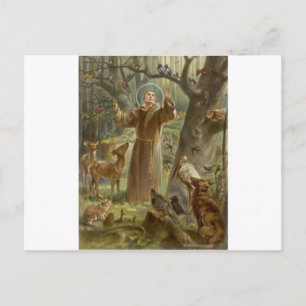 St. Francis von Assisi umgeben von Tieren Postkarte