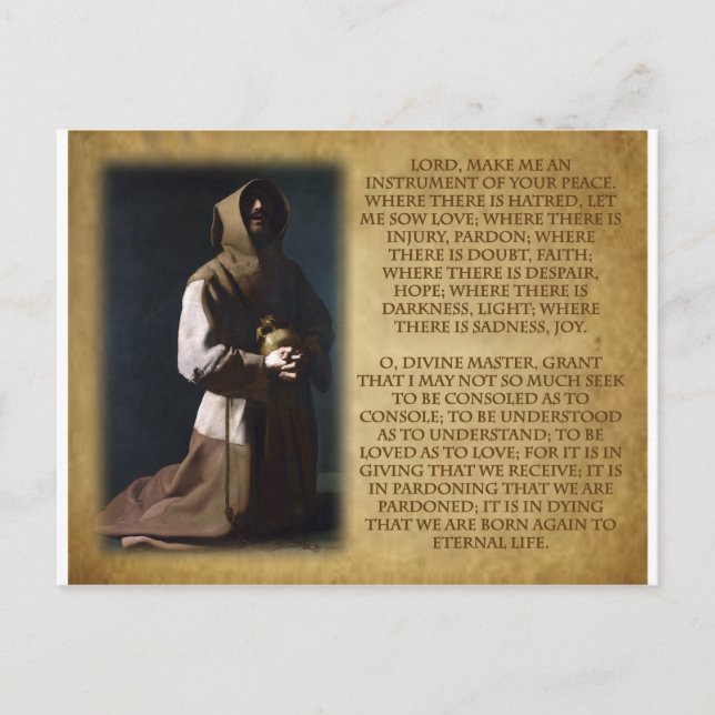 St. Francis von Assisis Gebet Postkarte (Vorderseite)
