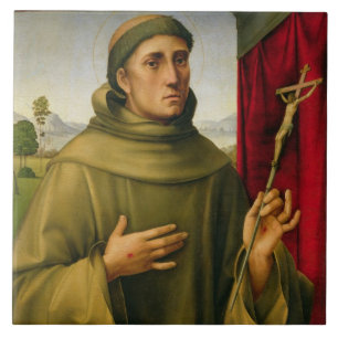 St Francis von Assissi, c.1490 (Tempera auf Fliese