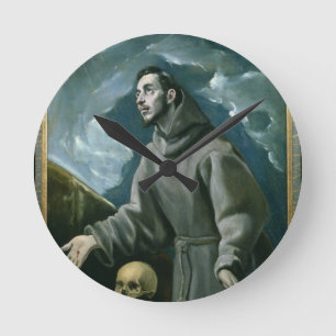 St Francis, welches die Schanden (Öl, empfängt a Runde Wanduhr