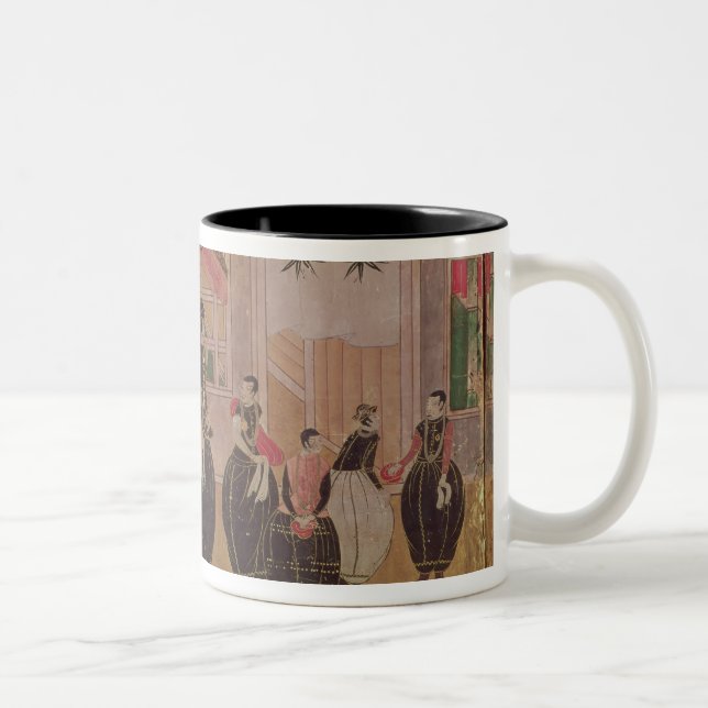 St Francis Xavier und sein Gefolge Zweifarbige Tasse (Rechts)