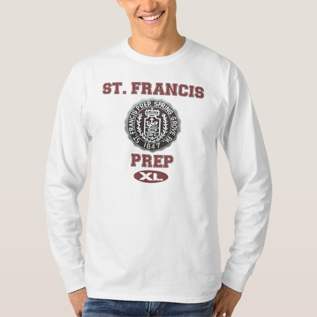 St- Francisvorbereitungs-lange Hülse hellfarbige T T-Shirt (Vorderseite)