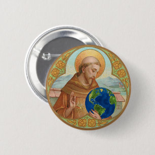 St. Franz von Assisi hält die Erde Button