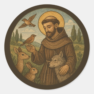 St. Franz von Assisi Schutzpatron der Tiere Runder Aufkleber