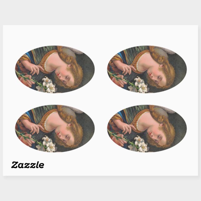 St. Gabriel der Erzengel (M 035) Ovaler Aufkleber (Blatt)