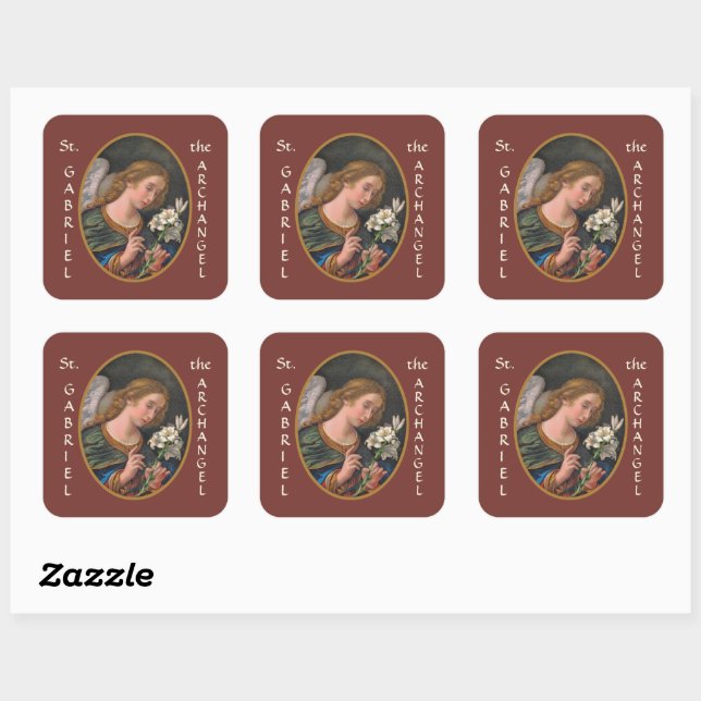 St. Gabriel der Erzengel (M 035) Quadratischer Aufkleber (Blatt)