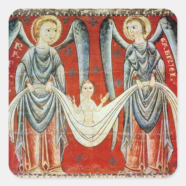 St. Gabriel und St. Raphael, c.1200 Quadratischer Aufkleber (Vorderseite)