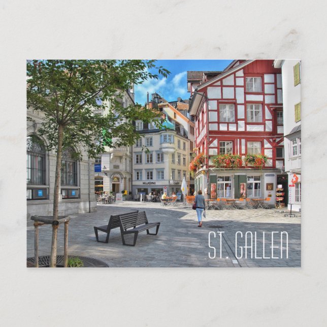 ST. GALLEN SCHWEIZ schöner Stadtplatz Postkarte (Vorderseite)