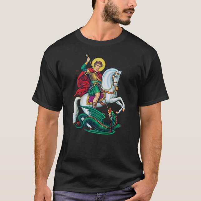 St. George and the Dragon England Catholic Saints  T-Shirt (Vorderseite)