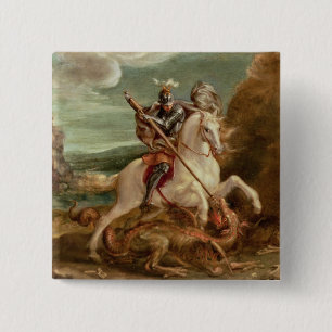 St George, das den Drachen, (Öl, tötet auf Platt Button