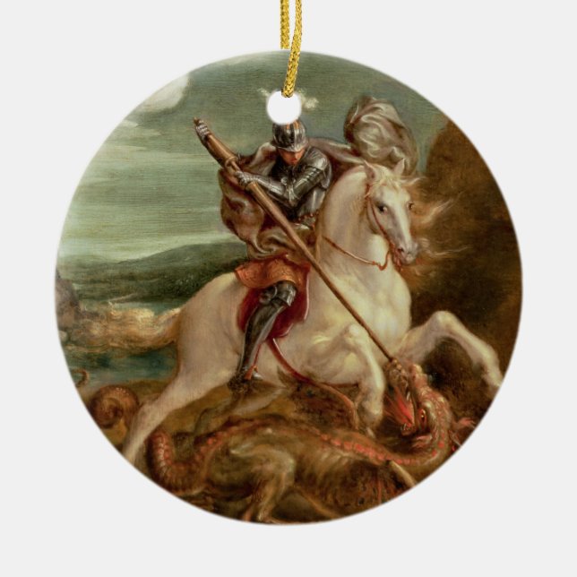 St George, das den Drachen, (Öl, tötet auf Platte) Keramikornament (Vorne)