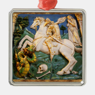 St George, Drache und Prinzessin Silbernes Ornament