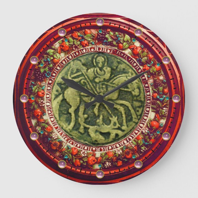 ST.GEORGE, DRAGON BRONZE MEDALLION FLORAL CROWN GROßE WANDUHR (Vorderseite)