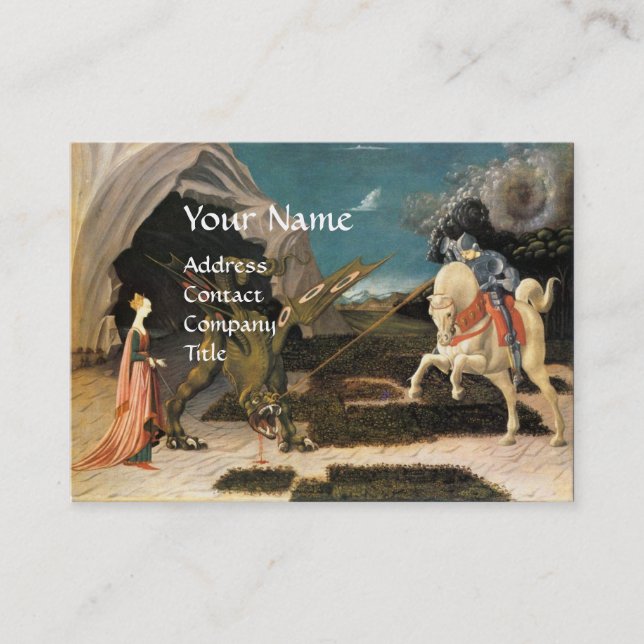 ST.GEORGE,DRAGON,DRUCKROT RUBY GEM MONOGRAMM VISITENKARTE (Vorderseite)