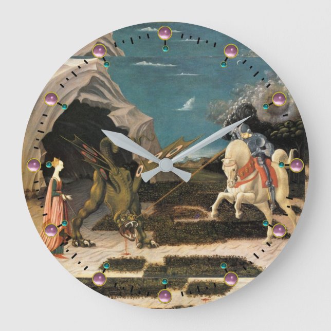 ST. GEORGE, DRAGON UND DRUCK GROßE WANDUHR (Vorderseite)