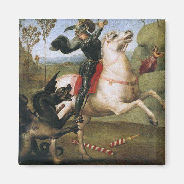 St. George Fighting Dragon Raphael Fine Art Magnet (Vorne)