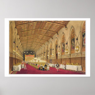 St George Hall, Windsor Schloss, 1838 (Farbe Poster