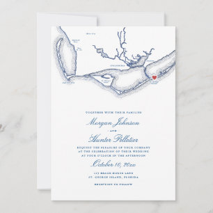 St. George Island All-in-One Blue QR Code Wedding Einladung