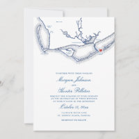 St. George Island FL Karte Elegant Navy Blue Weddi