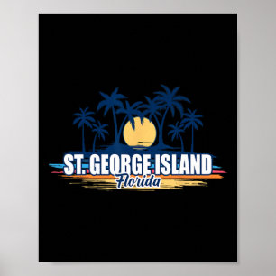 St George Island Florida Retro-Surfbord  Poster
