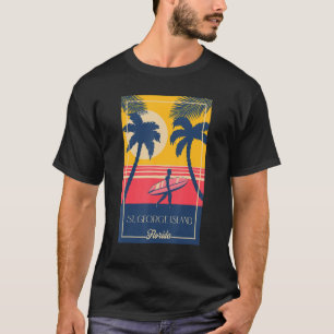 St George Island Florida Retro Surfer Beach Sunset T-Shirt