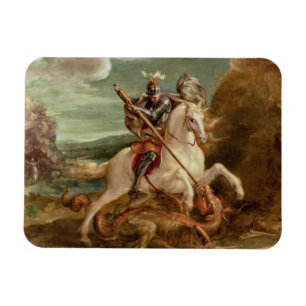 St. George segelte den Drachen (Öl auf Tafel) Magnet