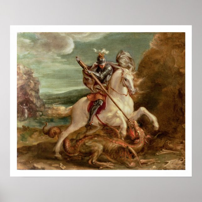 St. George segelte den Drachen (Öl auf Tafel) Poster (Vorne)