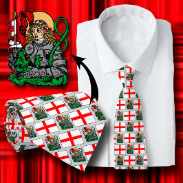 St. George und das Dragon & English Flag Muster Krawatte