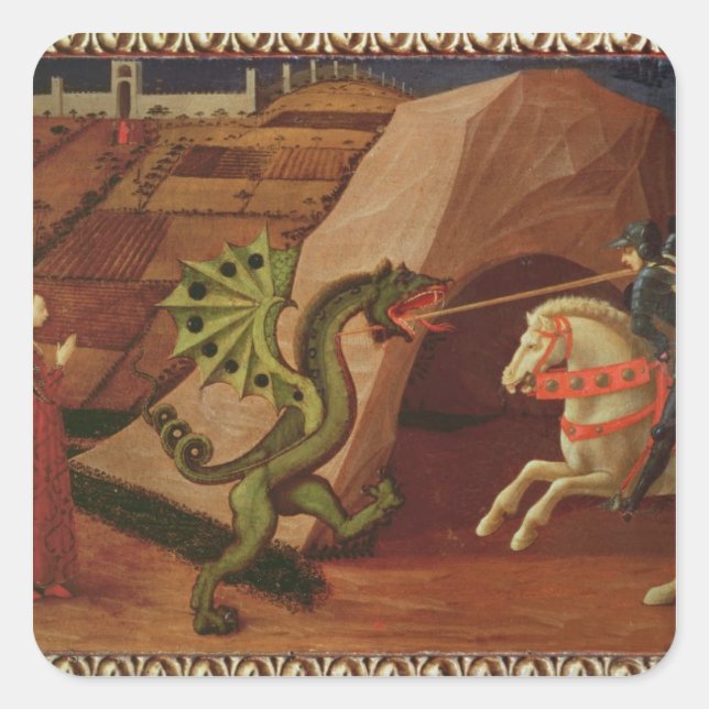St. George und der Drache, c.1439-40 Quadratischer Aufkleber (Vorderseite)