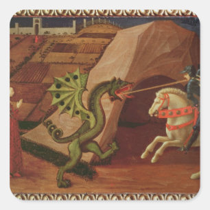 St George und der Drache, c.1439-40 Quadratischer Aufkleber