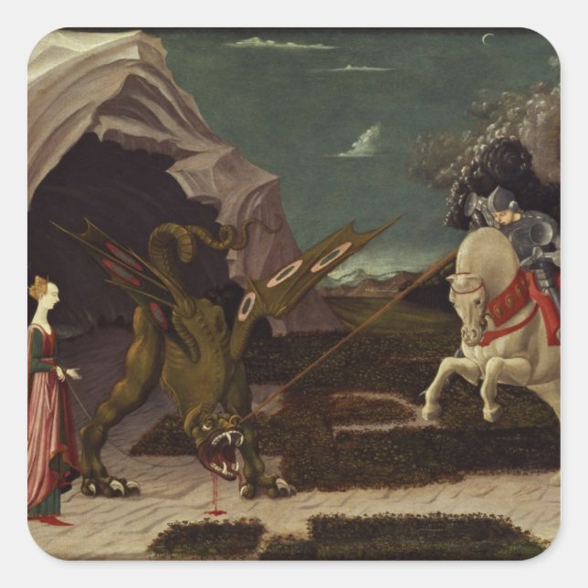 St. George und der Drache, c.1470 Quadratischer Aufkleber (Vorderseite)