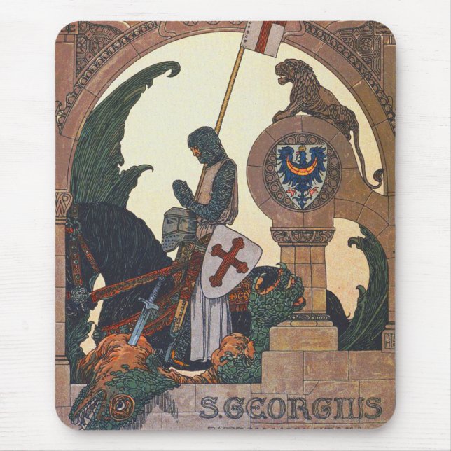 St. George und der Drache - Heinrich Lefler Mousepad (Vorne)