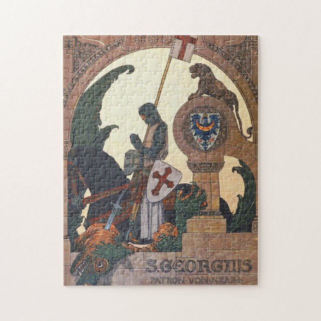 St. George und der Drache - Heinrich Lefler Puzzle (Vertikal)