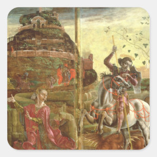 St George und der Drache Quadratischer Aufkleber