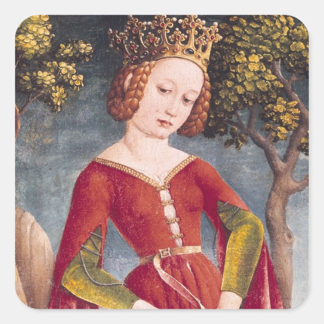 St. George und der Drache Quadratischer Aufkleber (Vorderseite)