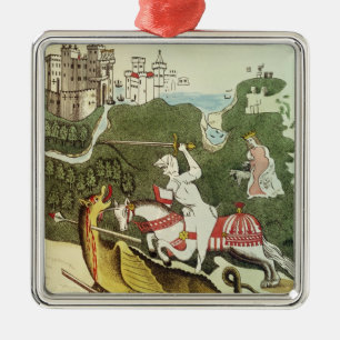 St George und der Drache Silbernes Ornament