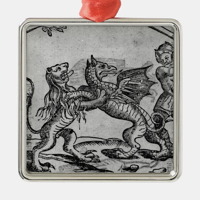 St George und der Drache Silbernes Ornament (Vorne)