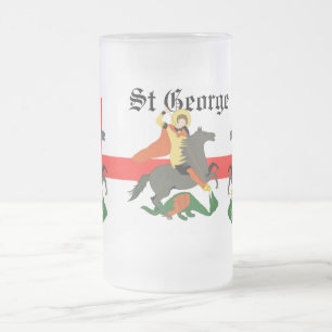 St. George und der Drache und Kreuz von St. George Mattglas Bierglas