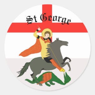 St. George und der Drache und Kreuz von St. George Runder Aufkleber