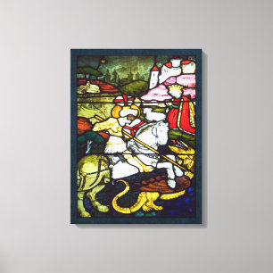 St. George und der Dragon gestresstes Glas Double Leinwanddruck