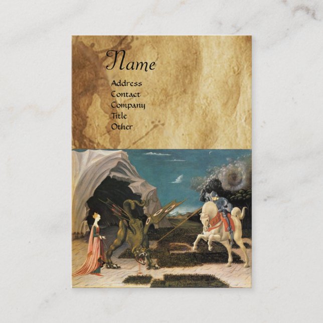 ST. GEORGE UND DER DRAGON, Perchester, braun, blau Visitenkarte (Vorderseite)