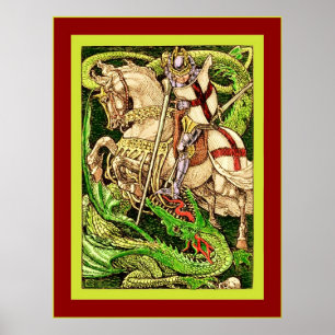 St George und die Drache ~ Vintage Kunst Nouveau Poster