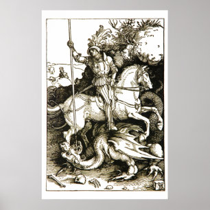 ST. GEORGE UND DRACHE, Schwarz Weiß Poster