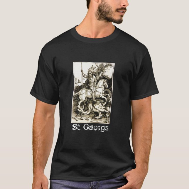ST GEORGE UND DRACHE, Schwarz-weiß T-Shirt (Vorderseite)